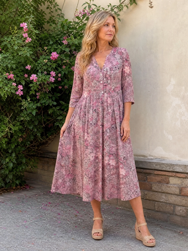 Picao | Vintage Front Three Quarter Sleeve Midi Dress 8