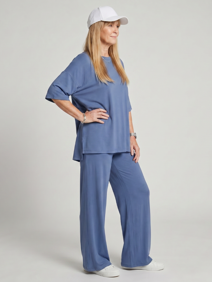 Ramse | Short Sleeve Oversized Top And Wide Leg Pants Set 1