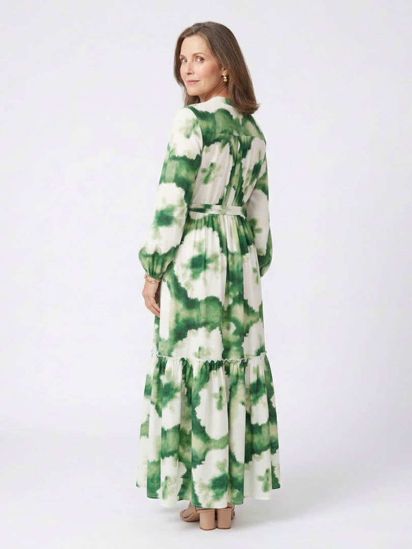 Sabine | Long Sleeve Tie Waist Tiered Maxi Dress 1