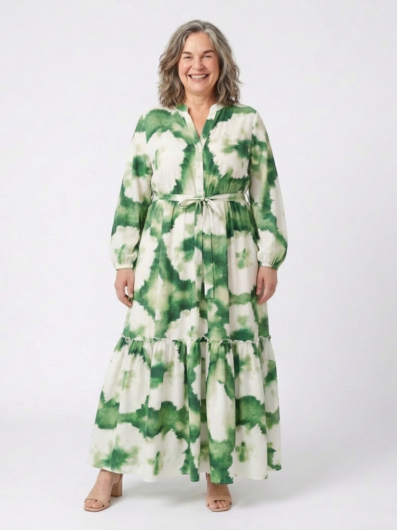Sabine | Long Sleeve Tie Waist Tiered Maxi Dress 3