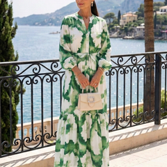 Sabine | Long Sleeve Tie Waist Tiered Maxi Dress 4
