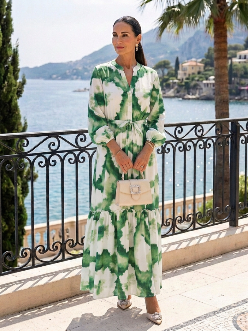 Sabine | Long Sleeve Tie Waist Tiered Maxi Dress 4