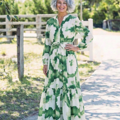 Sabine | Long Sleeve Tie Waist Tiered Maxi Dress 5