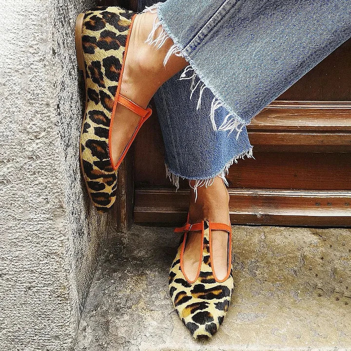 Saelira | Leopard T-Strap Flats 0