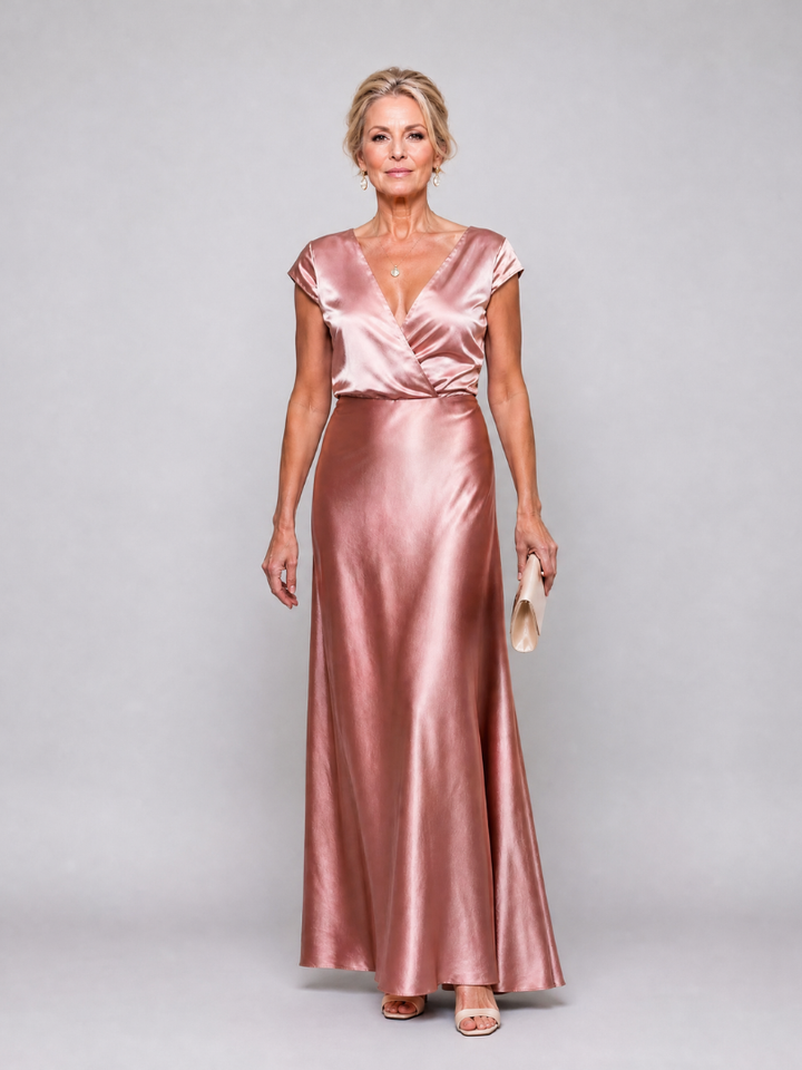 Samouse | Cap Sleeve Wrap Bodice Maxi Dress 0