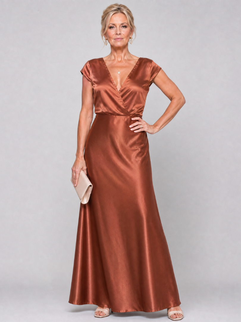 Samouse | Cap Sleeve Wrap Bodice Maxi Dress 3