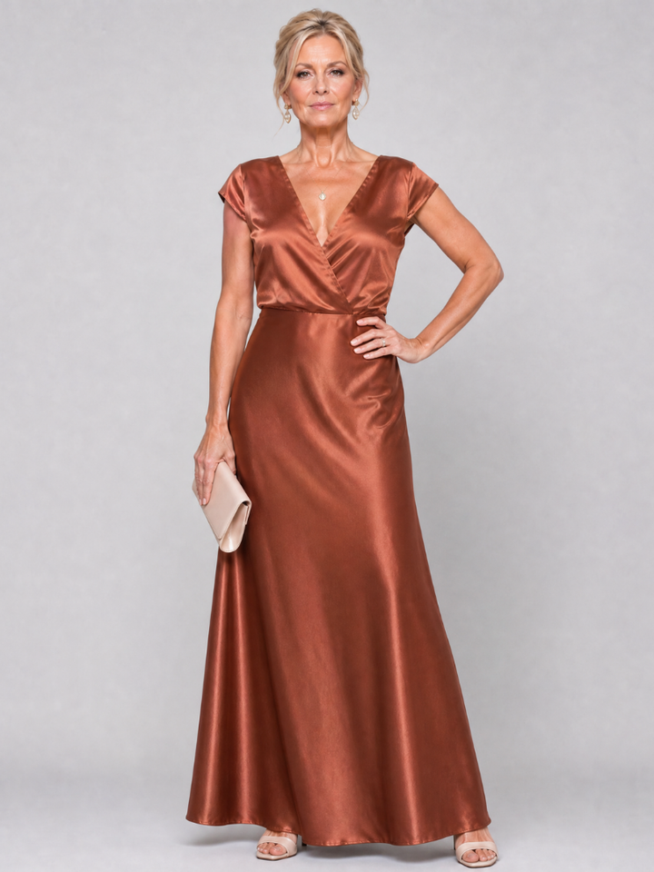 Samouse | Cap Sleeve Wrap Bodice Maxi Dress 3