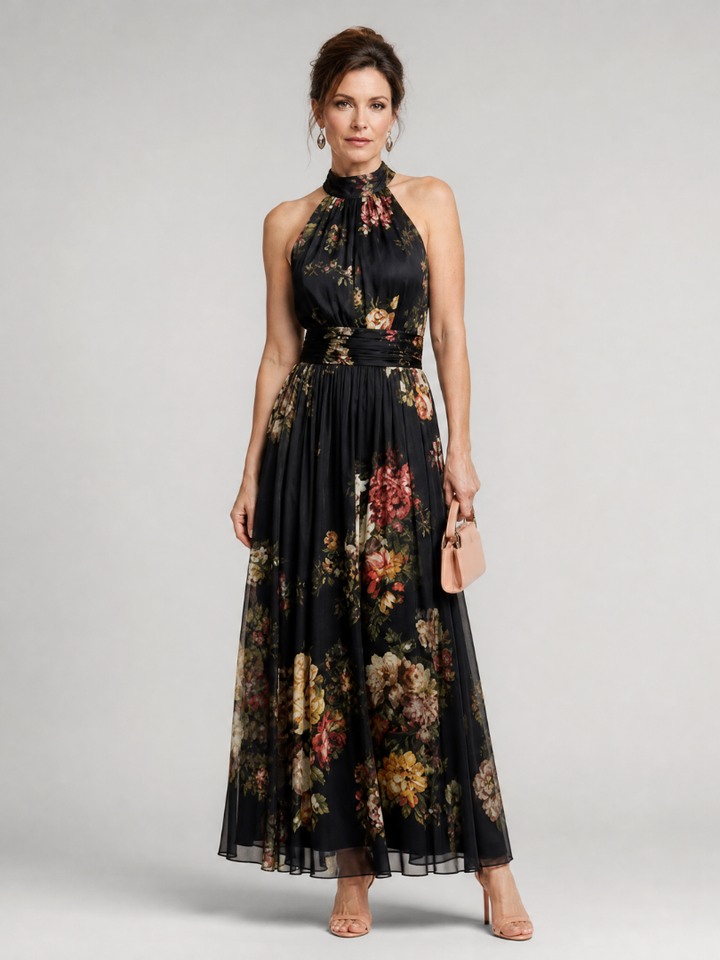 Sior | Floral Halter Neck Midi Dress 0