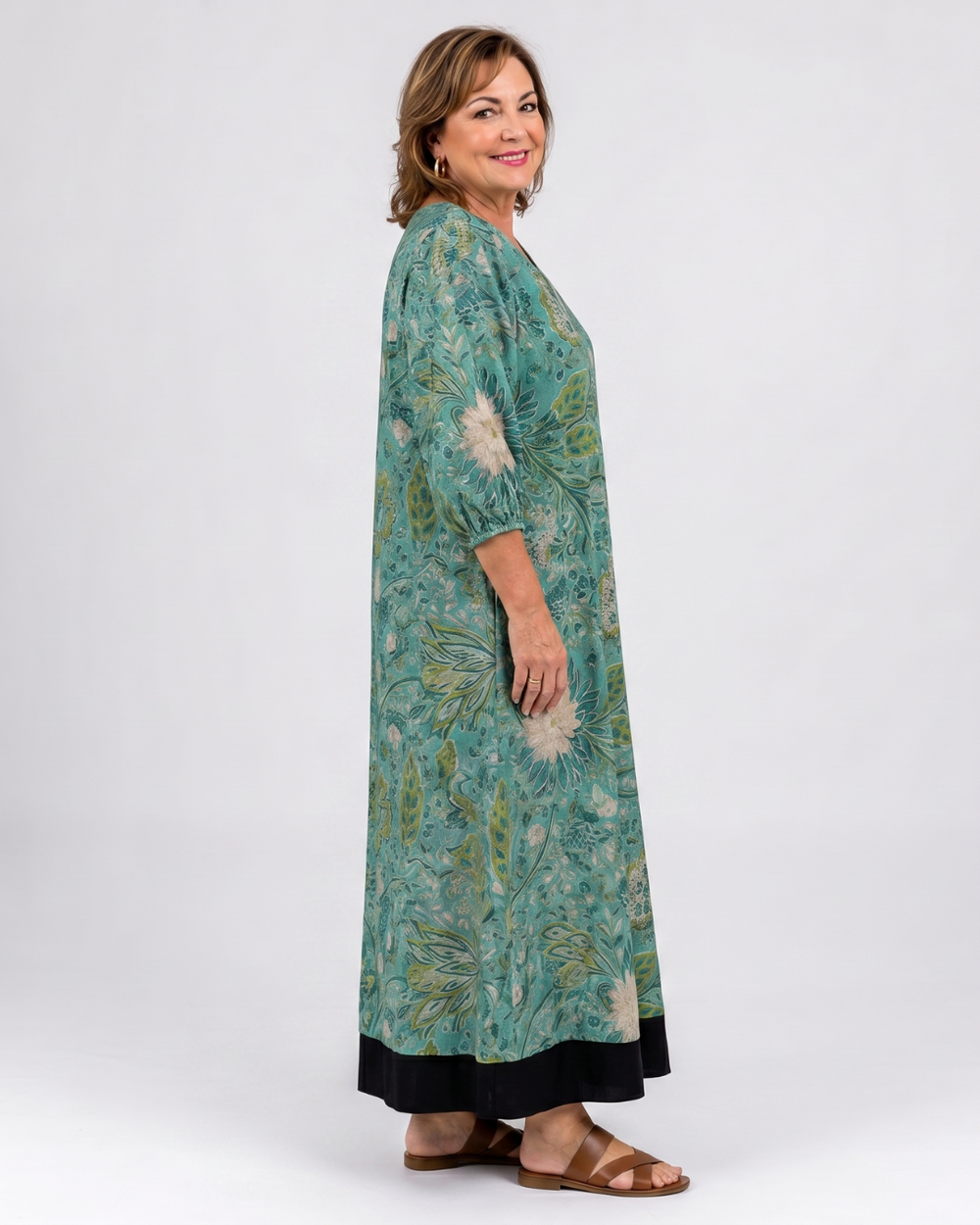 Siseman | Botanical Vine Print Relaxed Pocket Midi Dress 1