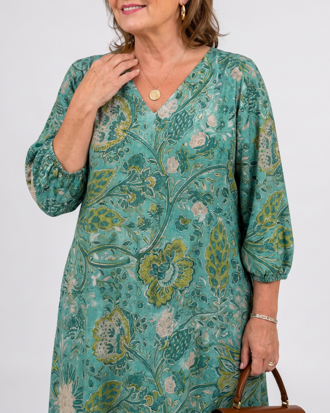 Siseman | Botanical Vine Print Relaxed Pocket Midi Dress 2