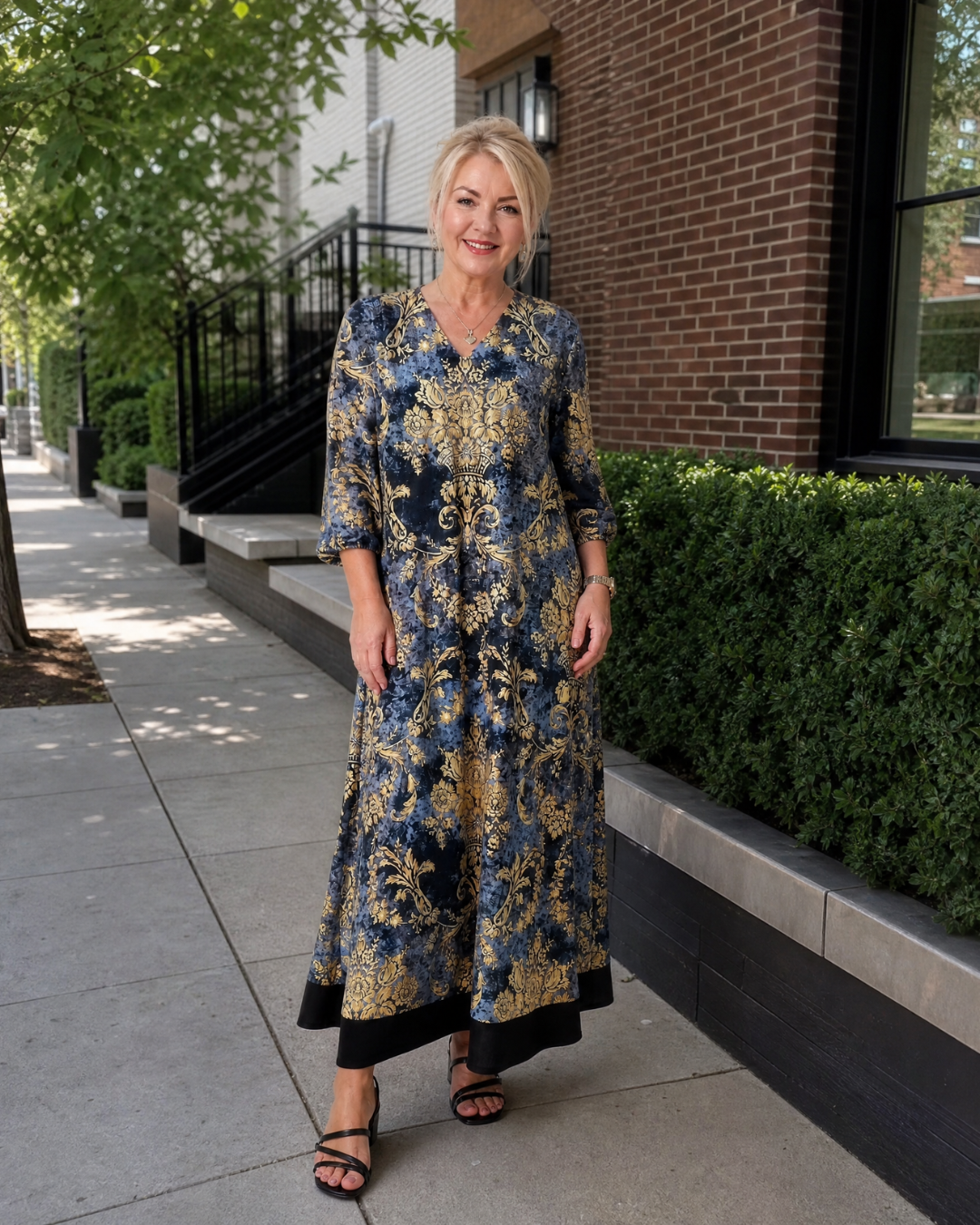 Sorrelia | Ornate Floral Print Relaxed Midi Dress 3