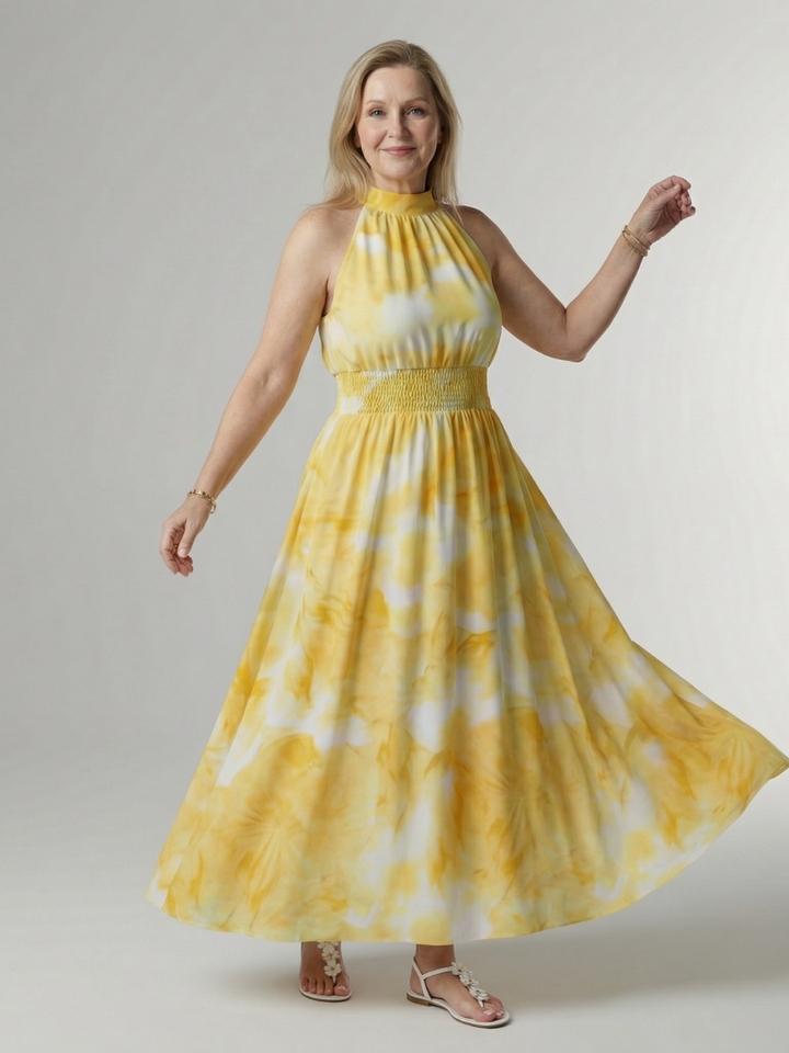 Sylin | Gathered Halter Midi Dress 0