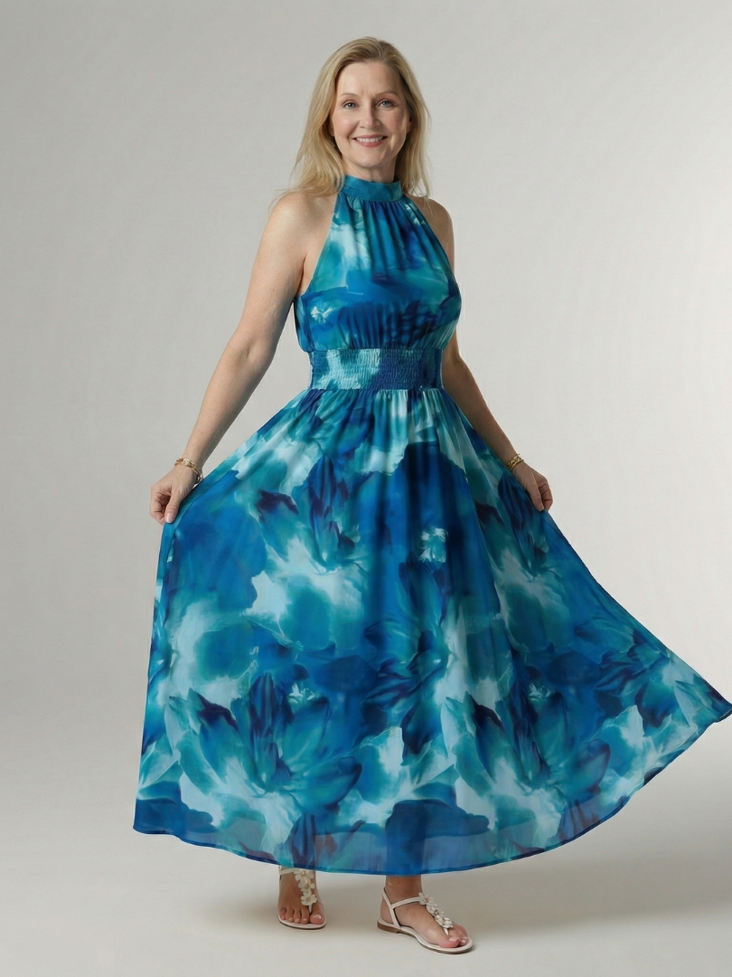 Sylin | Gathered Halter Midi Dress 4
