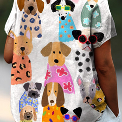 Talon Dog Print Shirt | Cotton Linen Blend, Relaxed Fit 1