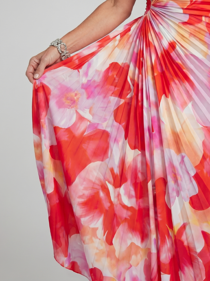 Taya | One Shoulder Pleated Bodice Midi Dress 2