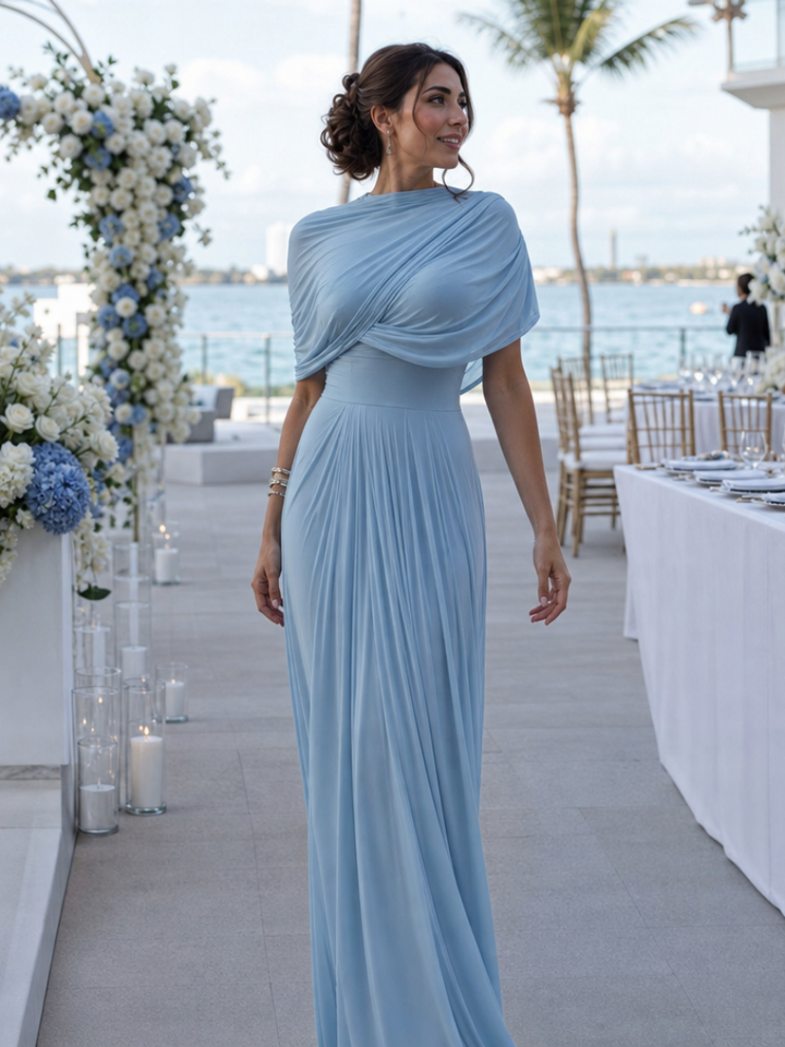 Thael | One Shoulder Draped Bodice Maxi Dress 0