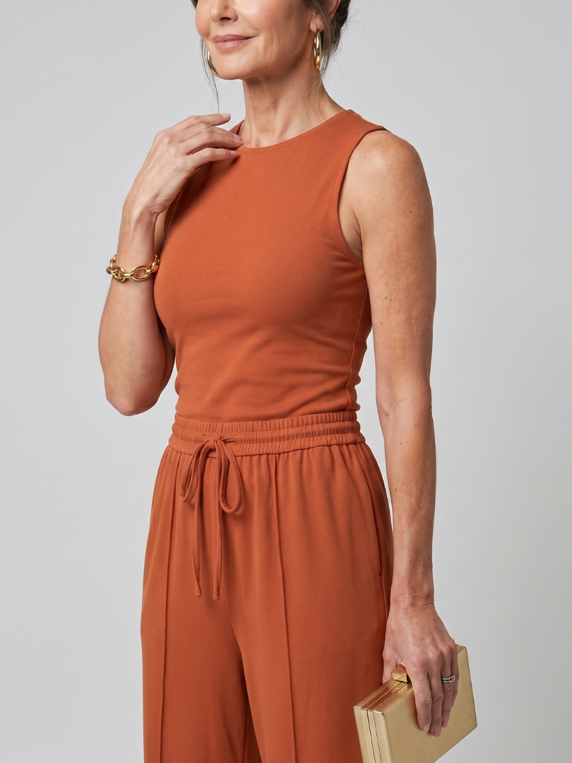Valencia | Sleeveless Smooth Wide Leg Pants Set 2