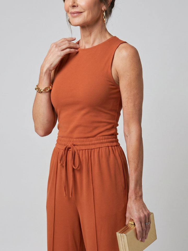 Valencia | Sleeveless Smooth Wide Leg Pants Set 2