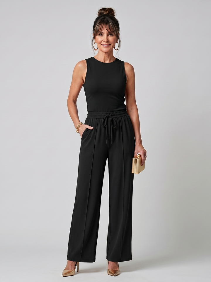 Valencia | Sleeveless Smooth Wide Leg Pants Set 6