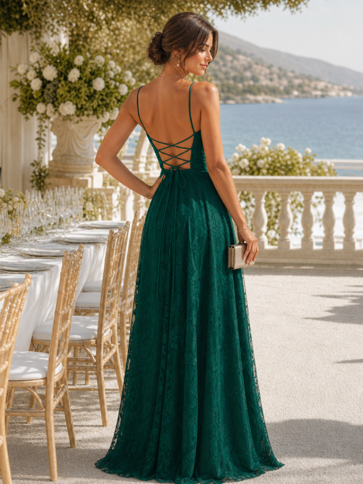 Valenne | Spaghetti Strap Full Lace Maxi Dress 7