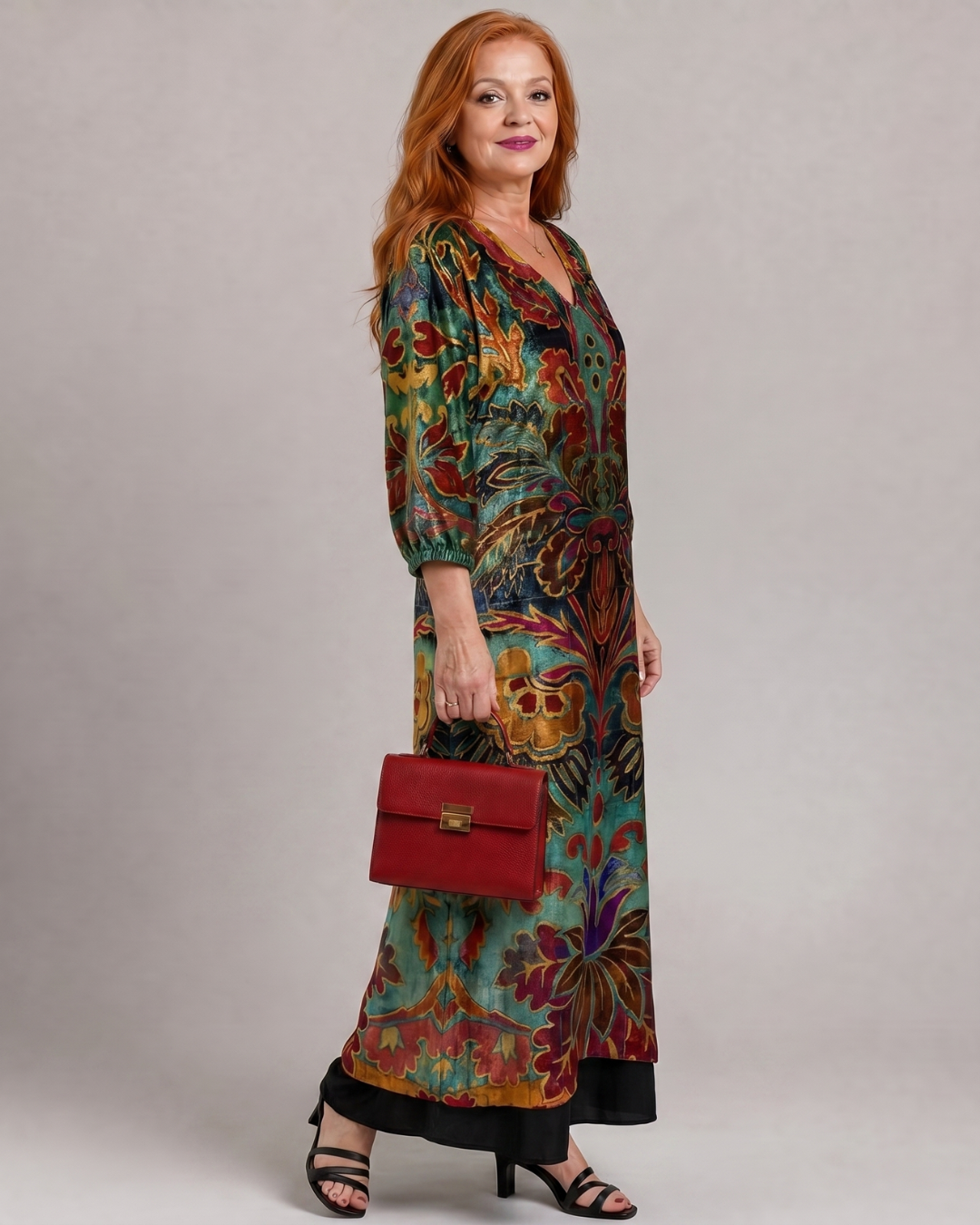 Valmira | Ornate Bohemian Print Loose Fit Midi Dress 2