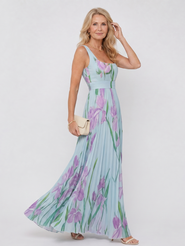 Vimele | Pleated Sleeveless Square Neck Midi Dress 4