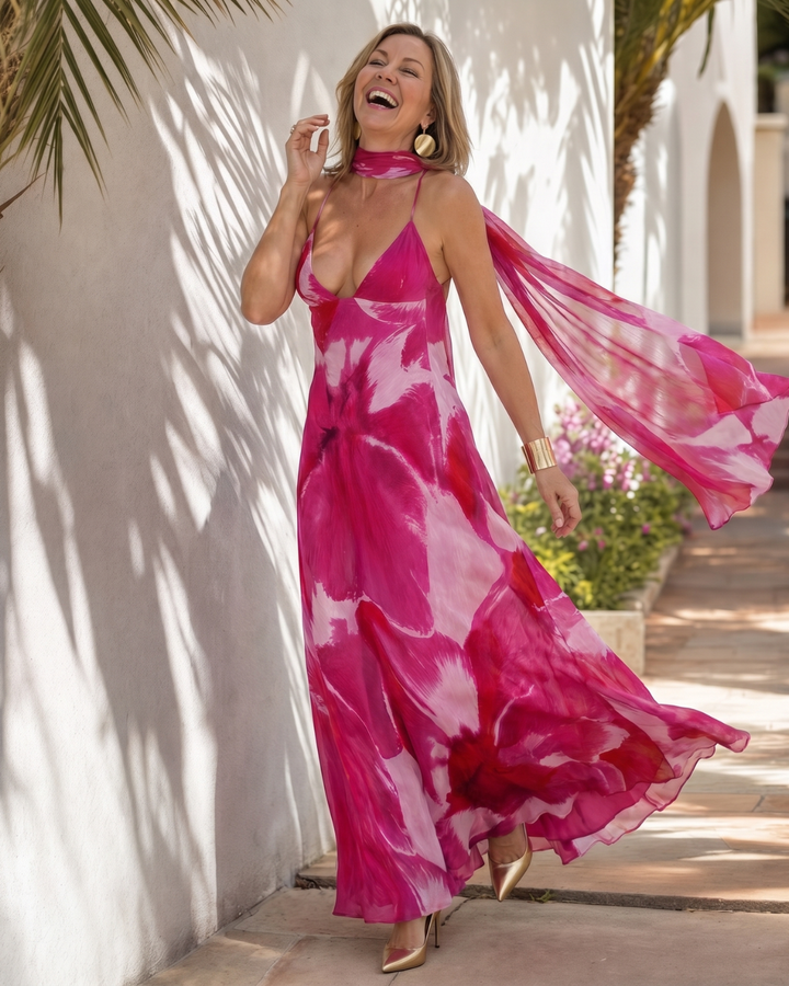 Vineya | Watercolor Print Slip Maxi Dress 2