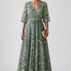 Violet & Grace™ | Floral V Neck Short Sleeve Maxi Dress 1