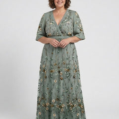 Violet & Grace™ | Floral V Neck Short Sleeve Maxi Dress 4