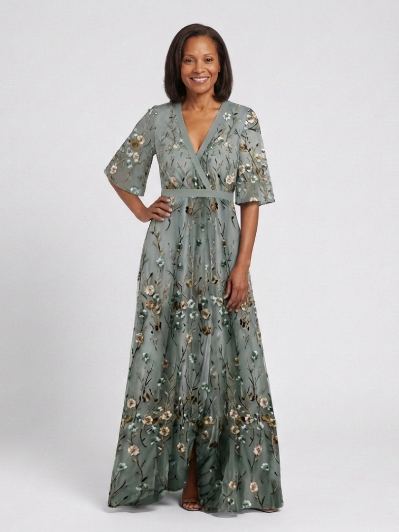 Violet & Grace™ | Floral V Neck Short Sleeve Maxi Dress 5