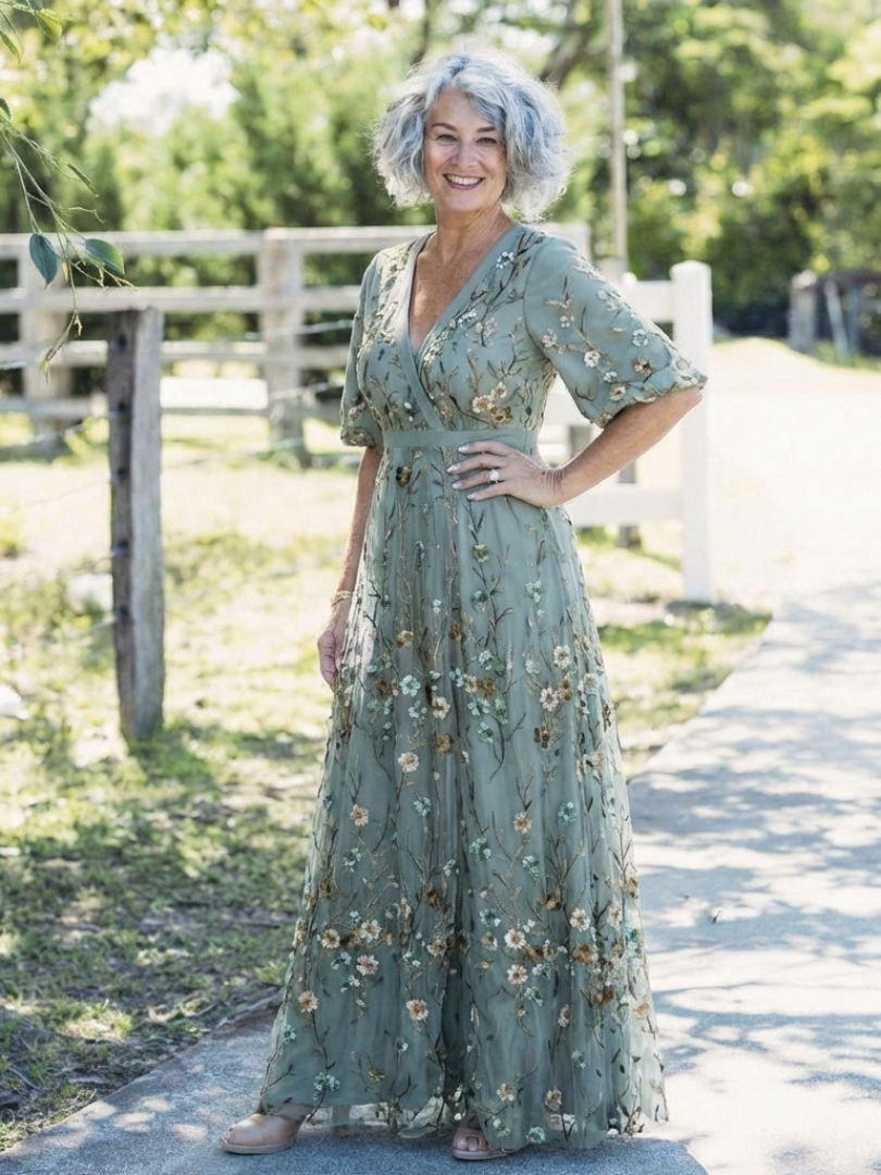 Violet & Grace™ | Floral V Neck Short Sleeve Maxi Dress 8