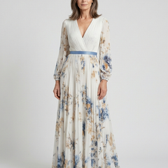 Violet & Grace™ | Long Sleeve V Neck Floral Maxi Dress 0