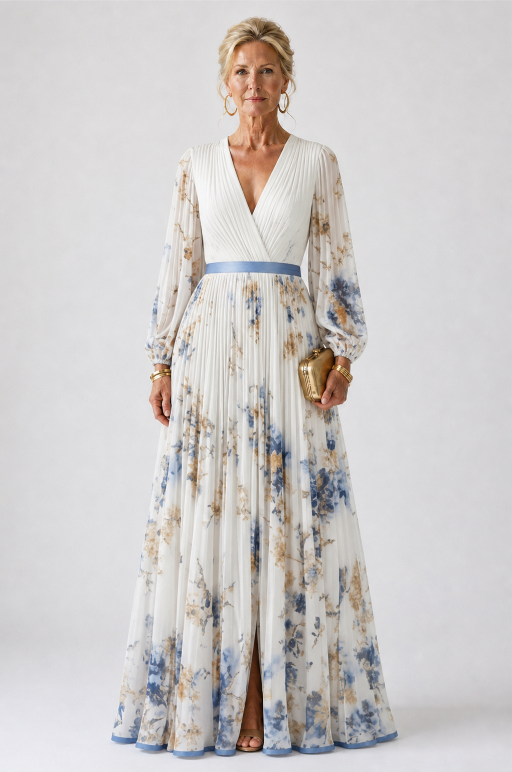 Violet & Grace™ | Long Sleeve V Neck Floral Maxi Dress 1