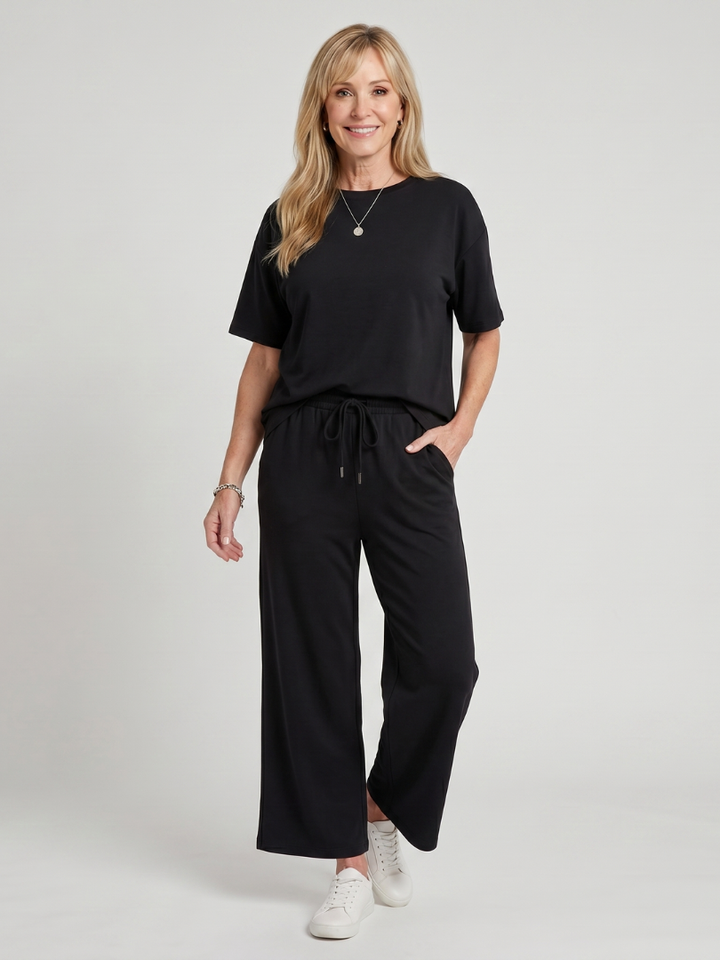 Wihel | Short Sleeve Drawstring Waist And Straight Leg Pants Set 6