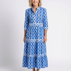 Ysolde | Three Quarter Sleeve Chain Pattern Midi Dress 0