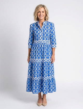 Ysolde | Three Quarter Sleeve Chain Pattern Midi Dress 0
