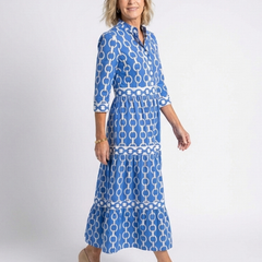 Ysolde | Three Quarter Sleeve Chain Pattern Midi Dress 1