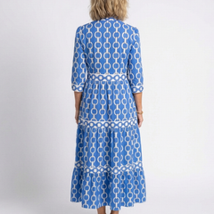 Ysolde | Three Quarter Sleeve Chain Pattern Midi Dress 2