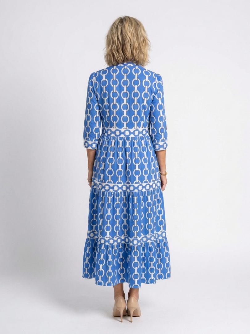 Ysolde | Three Quarter Sleeve Chain Pattern Midi Dress 2