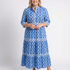 Ysolde | Three Quarter Sleeve Chain Pattern Midi Dress 3