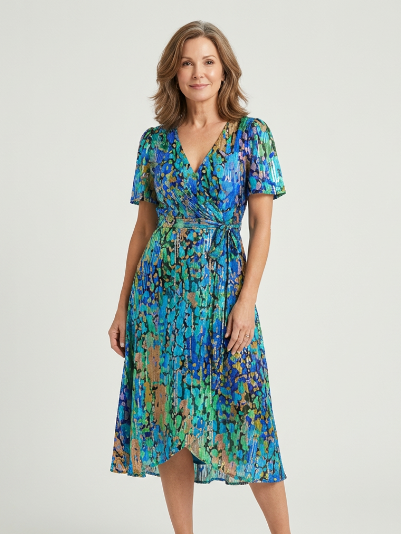 Zafrina | Abstract Pattern Midi Dress 0