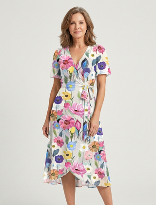 Zafrina | Abstract Pattern Midi Dress 5