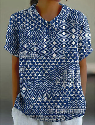 Zara Tribal Print Shirt | Cotton Linen Blend, Relaxed Fit 0