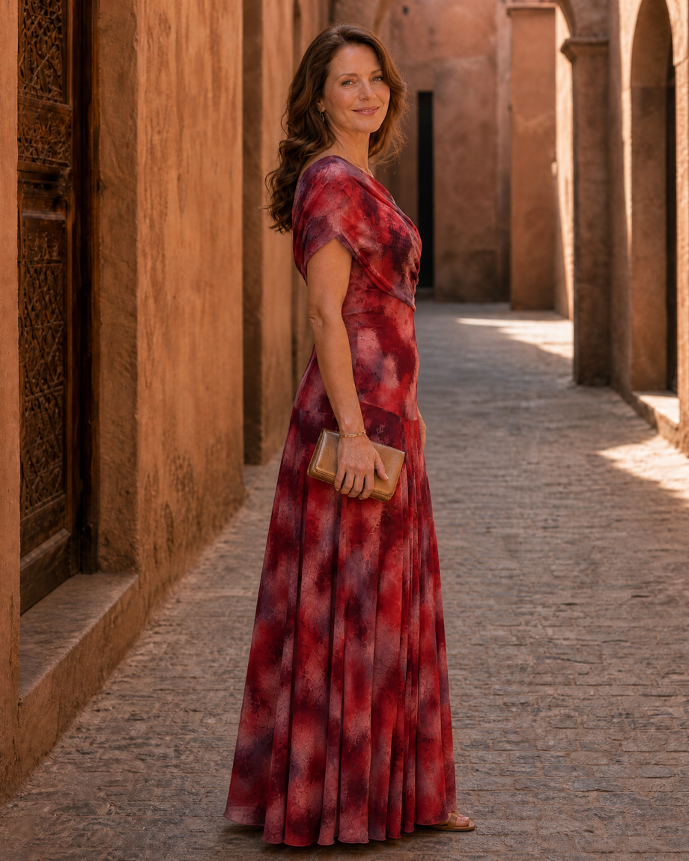 Zarephine | One Shoulder Watercolor Print Flowing Maxi Dress 1