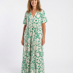 Zuleika | Short Sleeve V Neck Floral Midi Dress 0