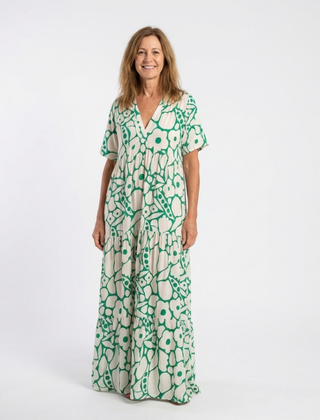Zuleika | Short Sleeve V Neck Floral Midi Dress 0