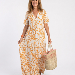 Zuleika | Short Sleeve V Neck Floral Midi Dress 3