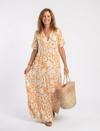 Zuleika | Short Sleeve V Neck Floral Midi Dress 3