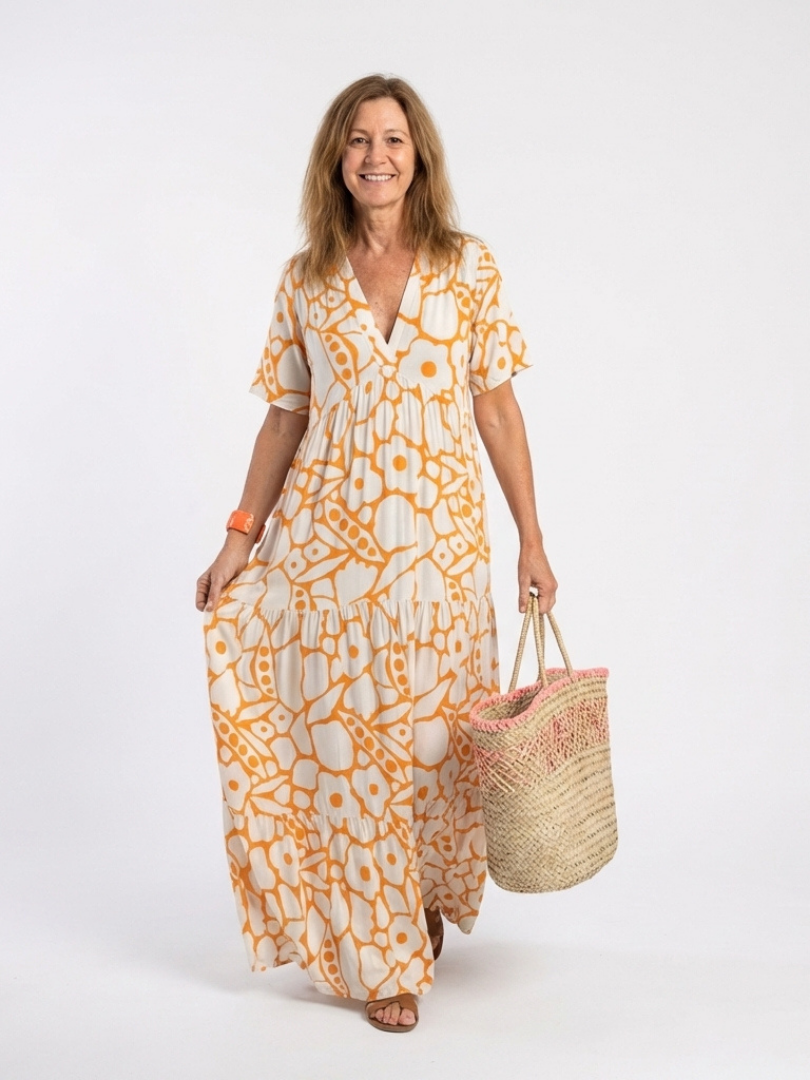 Zuleika | Short Sleeve V Neck Floral Midi Dress 3