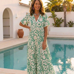 Zuleika | Short Sleeve V Neck Floral Midi Dress 4